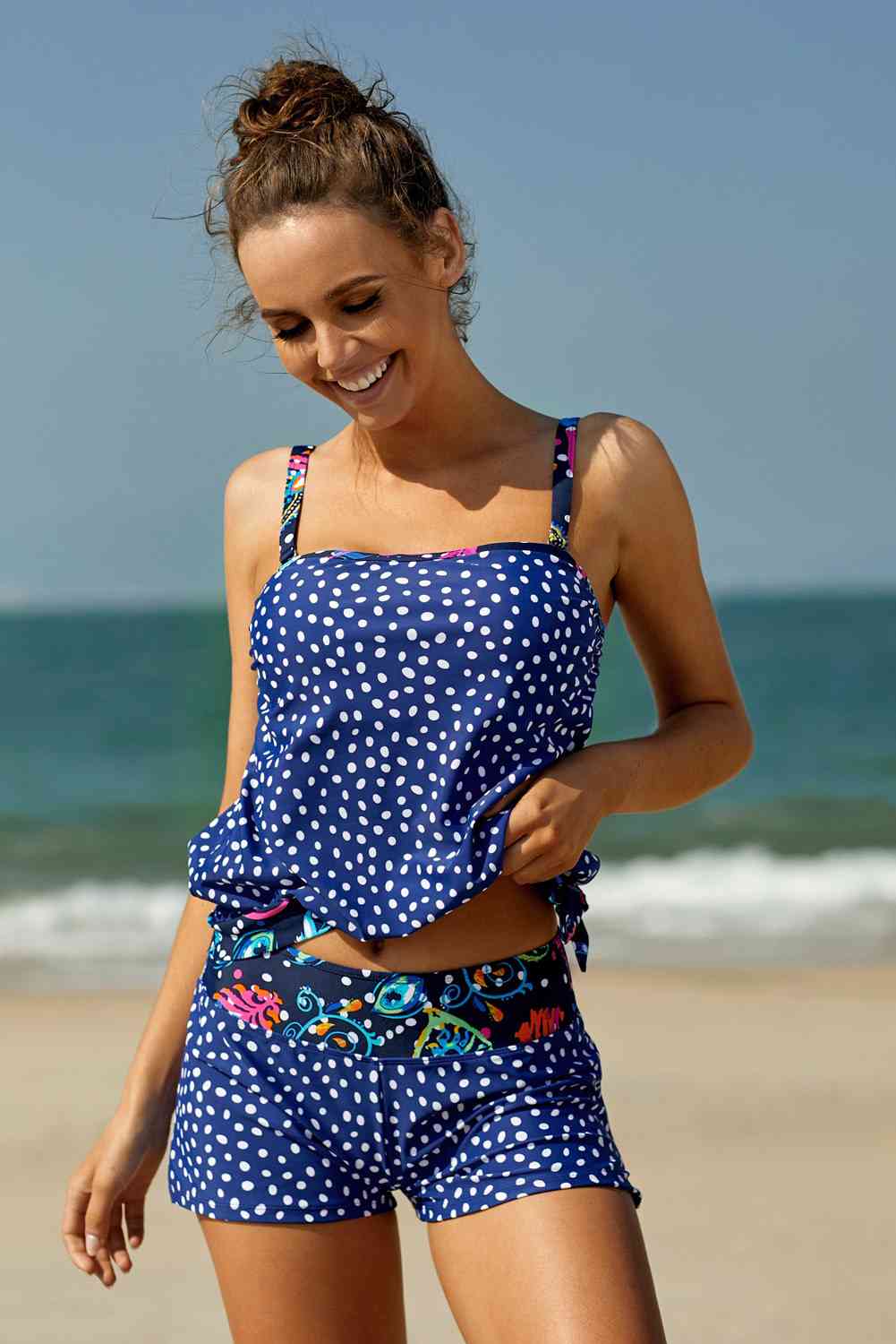 Ensemble tankini noué imprimé