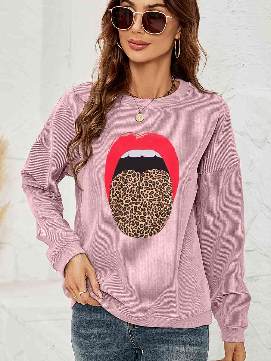 Sudadera con estampado MAMA de hombros caídos y cuello redondo