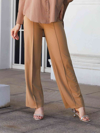 Pantalon droit à couture centrale double prise