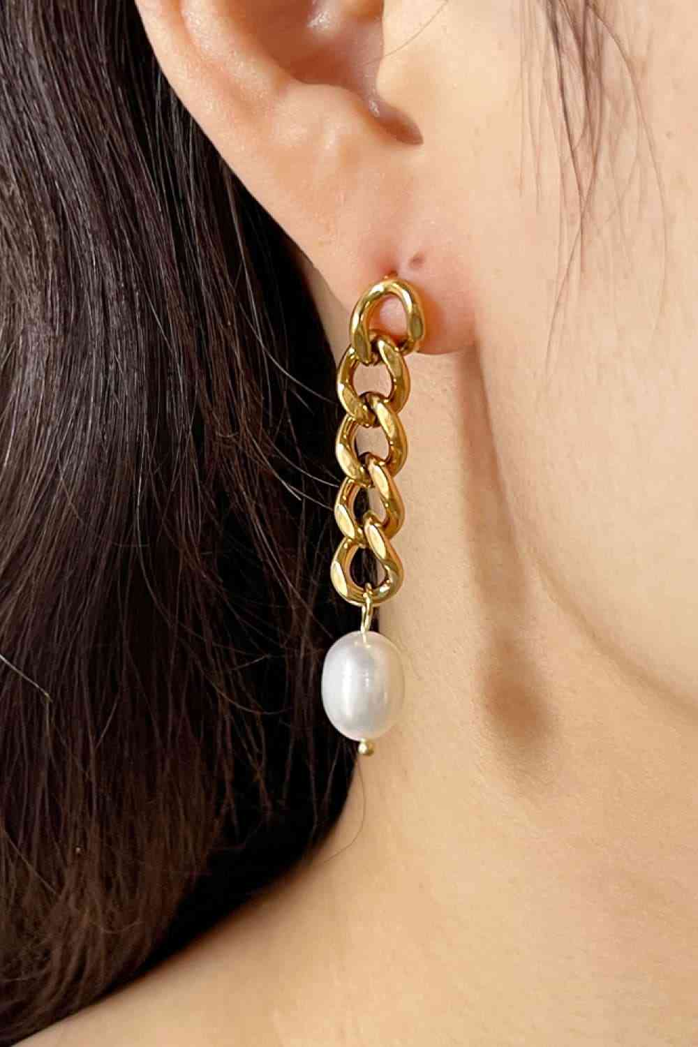 Boucles d'oreilles asymétriques en perles d'acier inoxydable