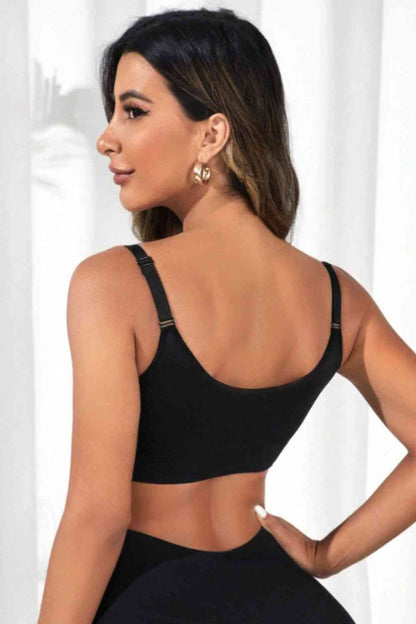 Soutien-gorge actif court à encolure dégagée