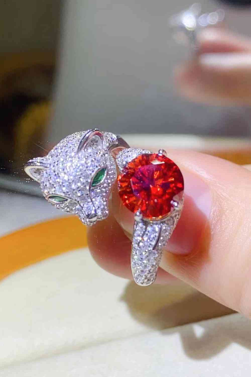 Bague animal réglable en moissanite de 2 carats