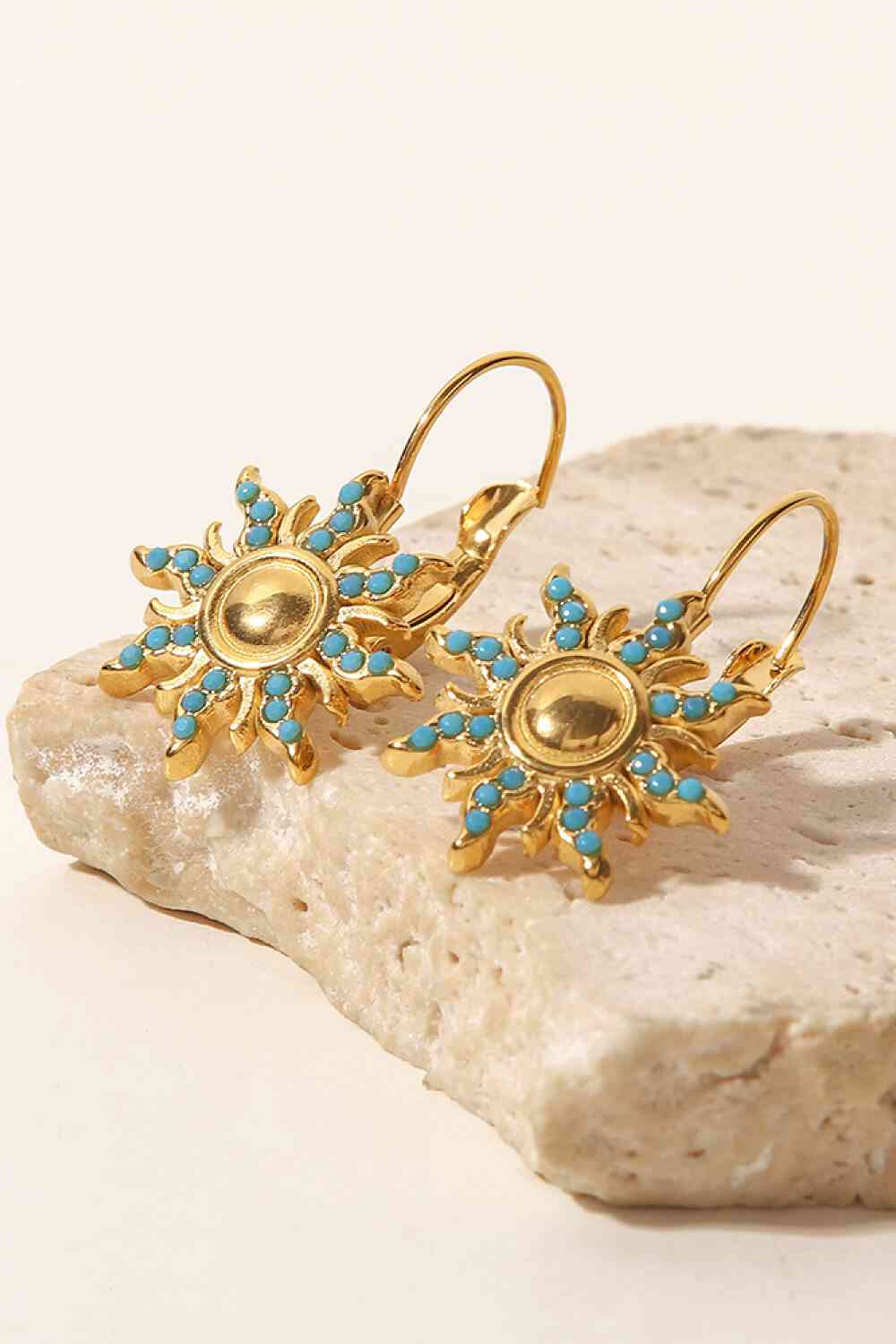 Boucles d'oreilles pendantes soleil turquoise