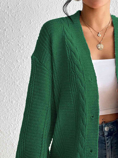 Cardigan boutonné en tricot torsadé