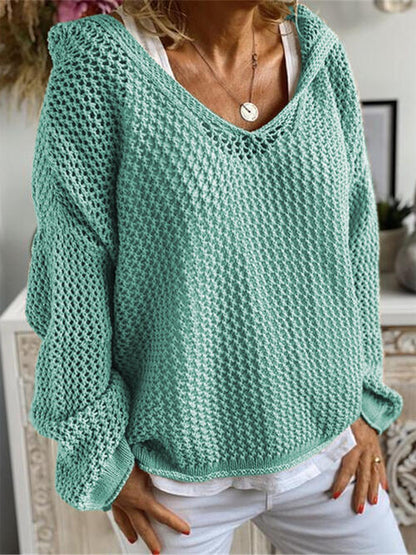 Pull à capuche ajouré et manches longues