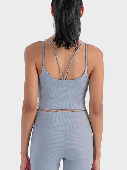 Camisole de sport côtelée à double bretelle