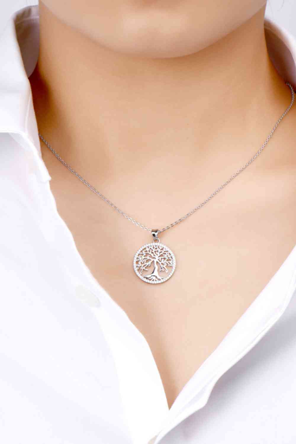 Collier avec pendentif arbre moissanite en argent sterling 925 adoré