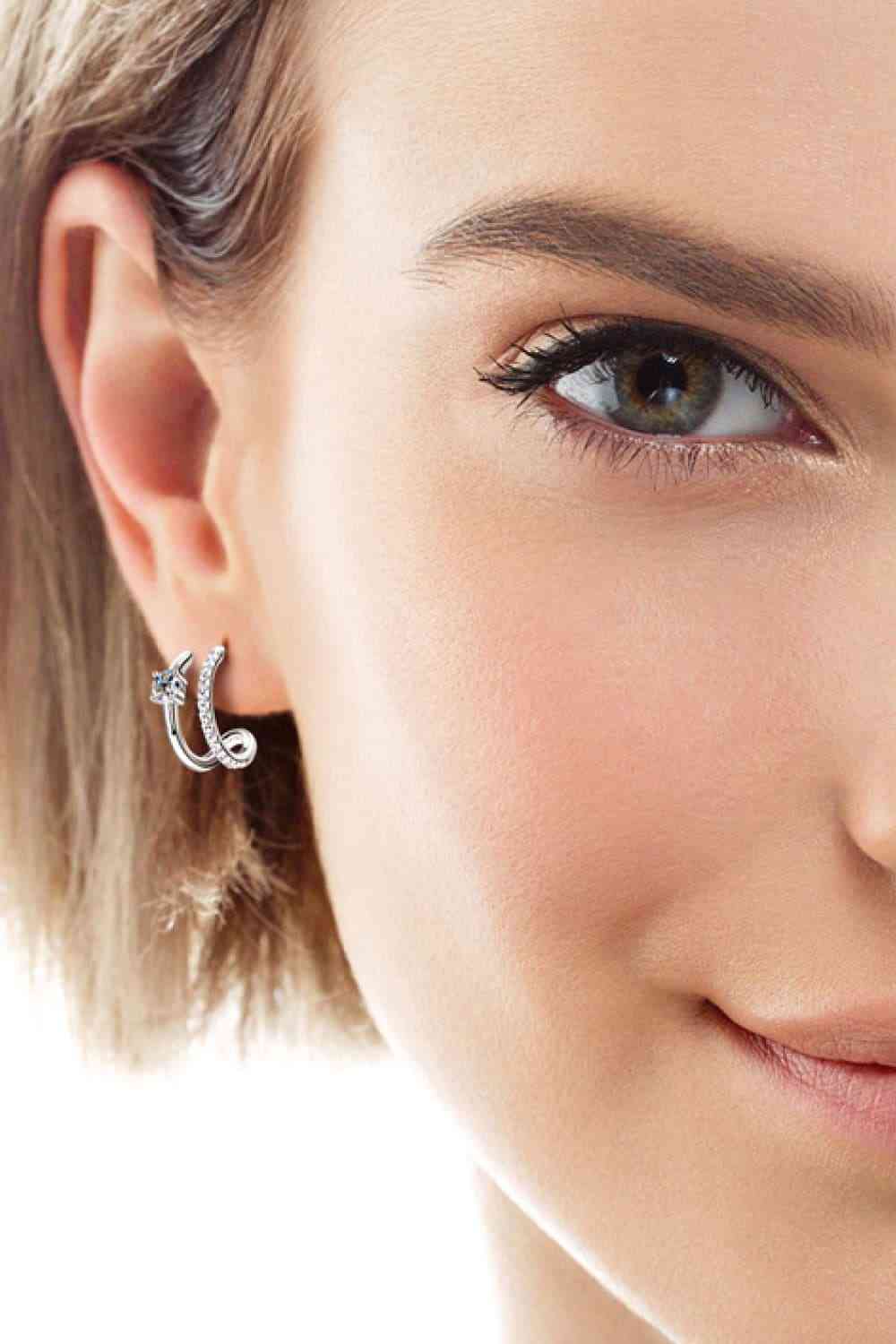 Boucles d'oreilles créoles en C en argent sterling 925 Moissanite