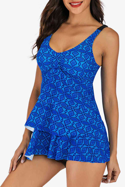 Ensemble tankini superposé bicolore