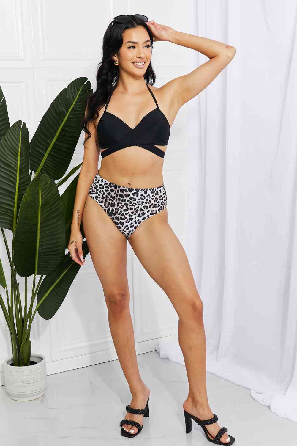 Marina West Swim Summer Splash - Ensemble de bikini dos nu en noir