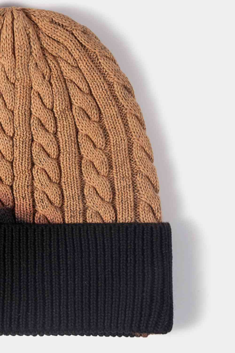 Contrast Tie-Dye Cable-Knit Cuffed Beanie