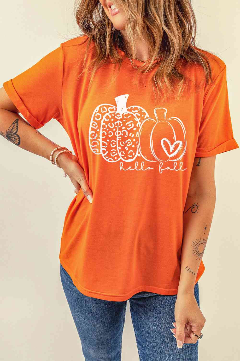 HOLA OTOÑO Calabaza Camiseta gráfica