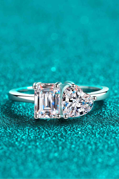 Bague Moissanite 2 Carats Plaquée Rhodium