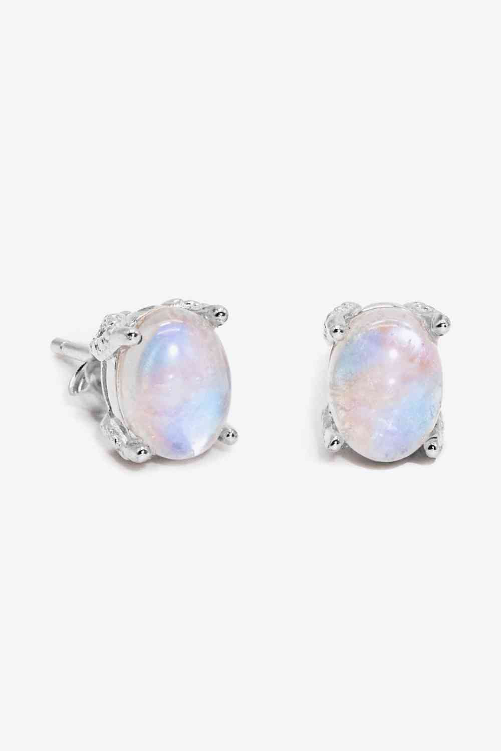 Natural Moonstone 4-Prong Stud Earrings