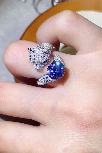 Bague de dérivation animale réglable en moissanite de 2 carats