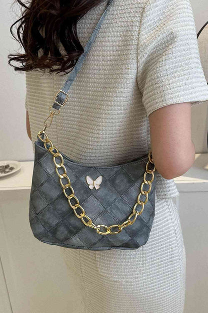 Sac à bandoulière en cuir PU à décor de papillons