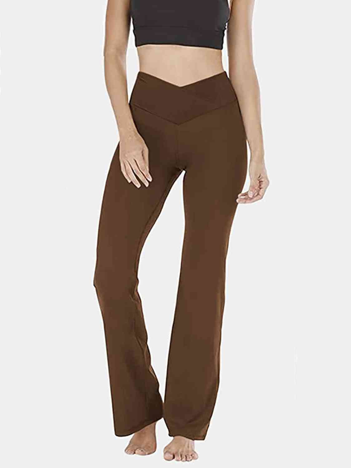 Pantalon long bootcut à taille en V