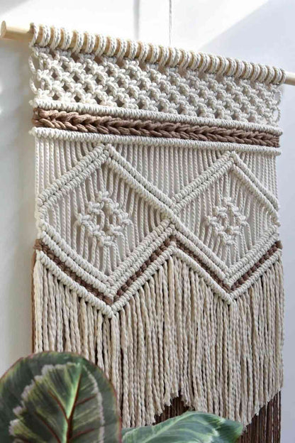 Colgante de pared de macramé hecho a mano en dos tonos