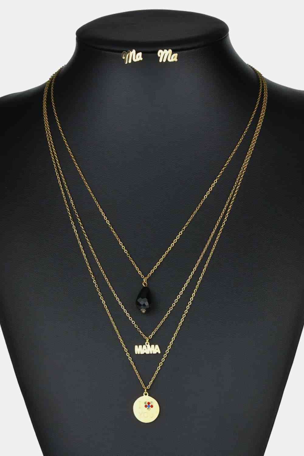 Oferta combinada con colgante chapado en oro de 18 quilates MAMA I LOVE YOU de triple capa