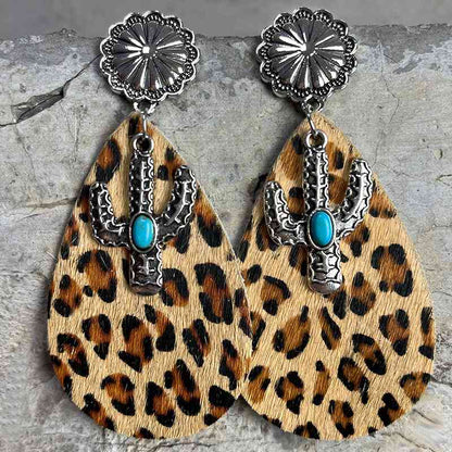 Boucles d'oreilles pendantes cactus turquoise