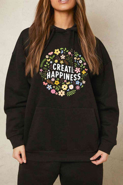 Simply Love Sudadera con capucha y estampado de CREATE HAPPINESS de tamaño completo de Simply Love