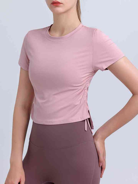 Round Neck Short Sleeve Active Top