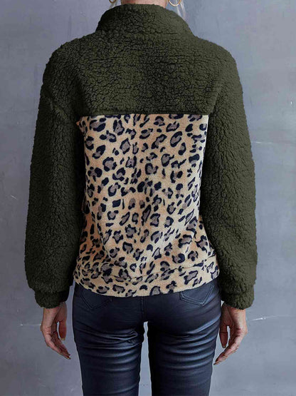 Sudadera teddy con estampado de leopardo