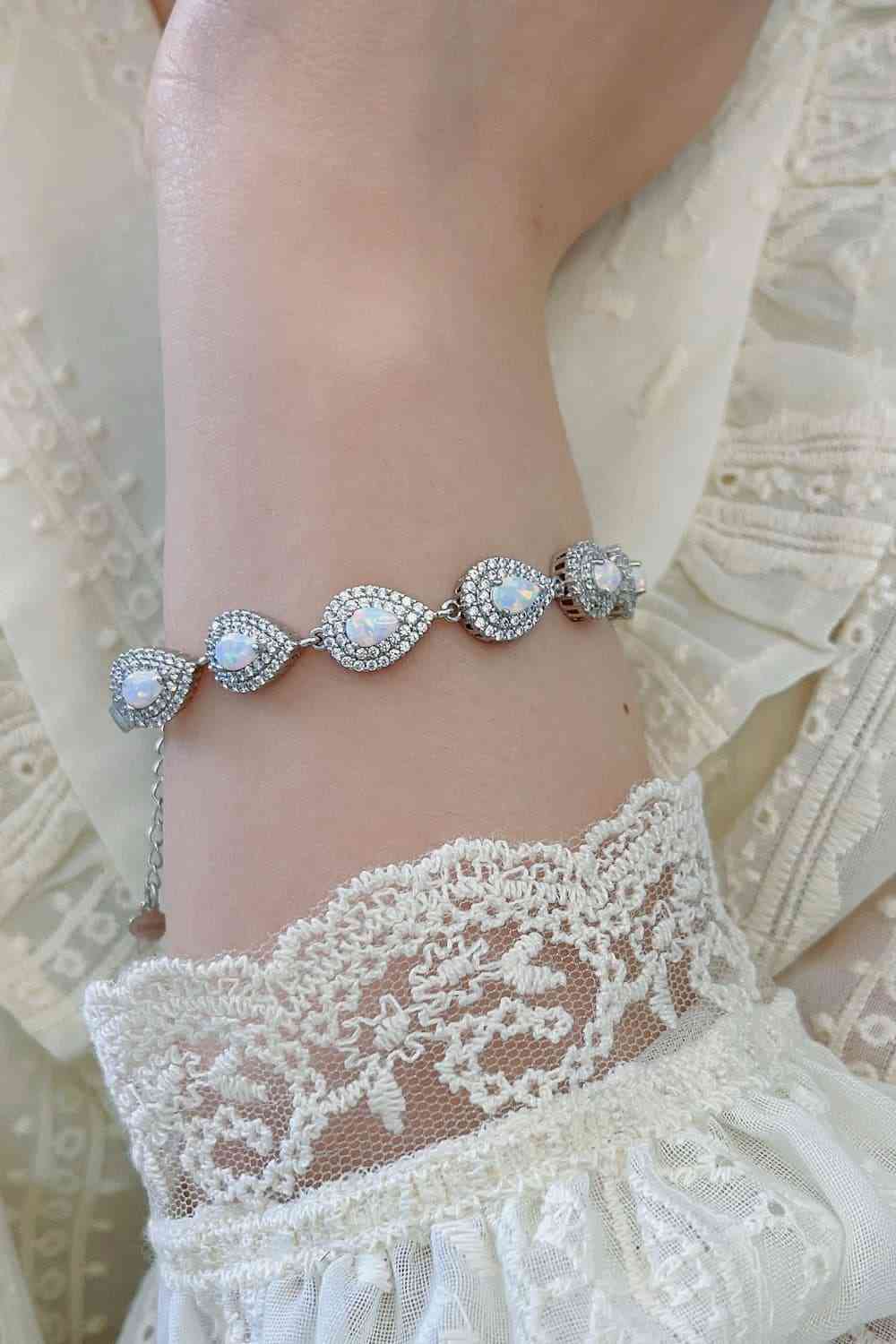 Pulsera de ópalo de plata de ley 925