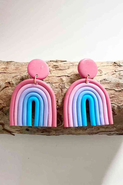 Boucles d'oreilles pendantes en forme d'arc-en-ciel