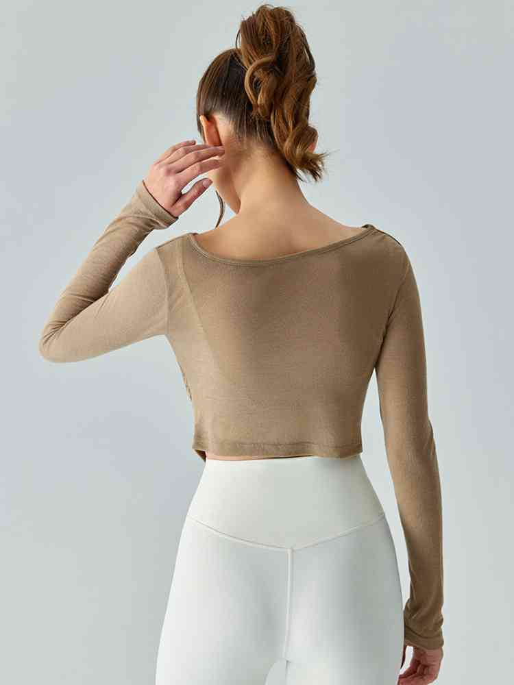 Cowl Neck Long Sleeve Sports Top