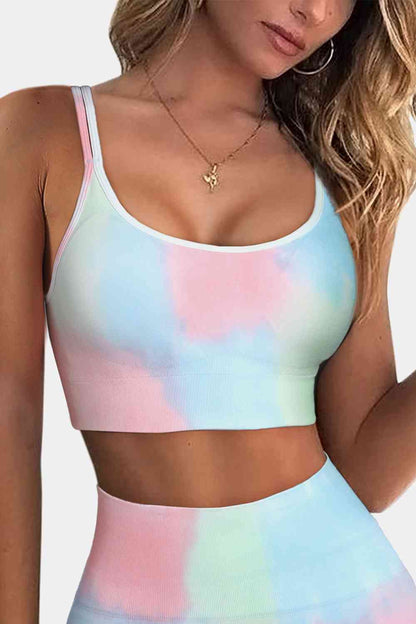 Haut de sport à double bretelles tie-dye