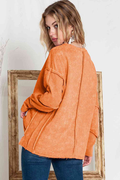 Blouse graphique Jack-O'-Lantern à manches longues et col rond