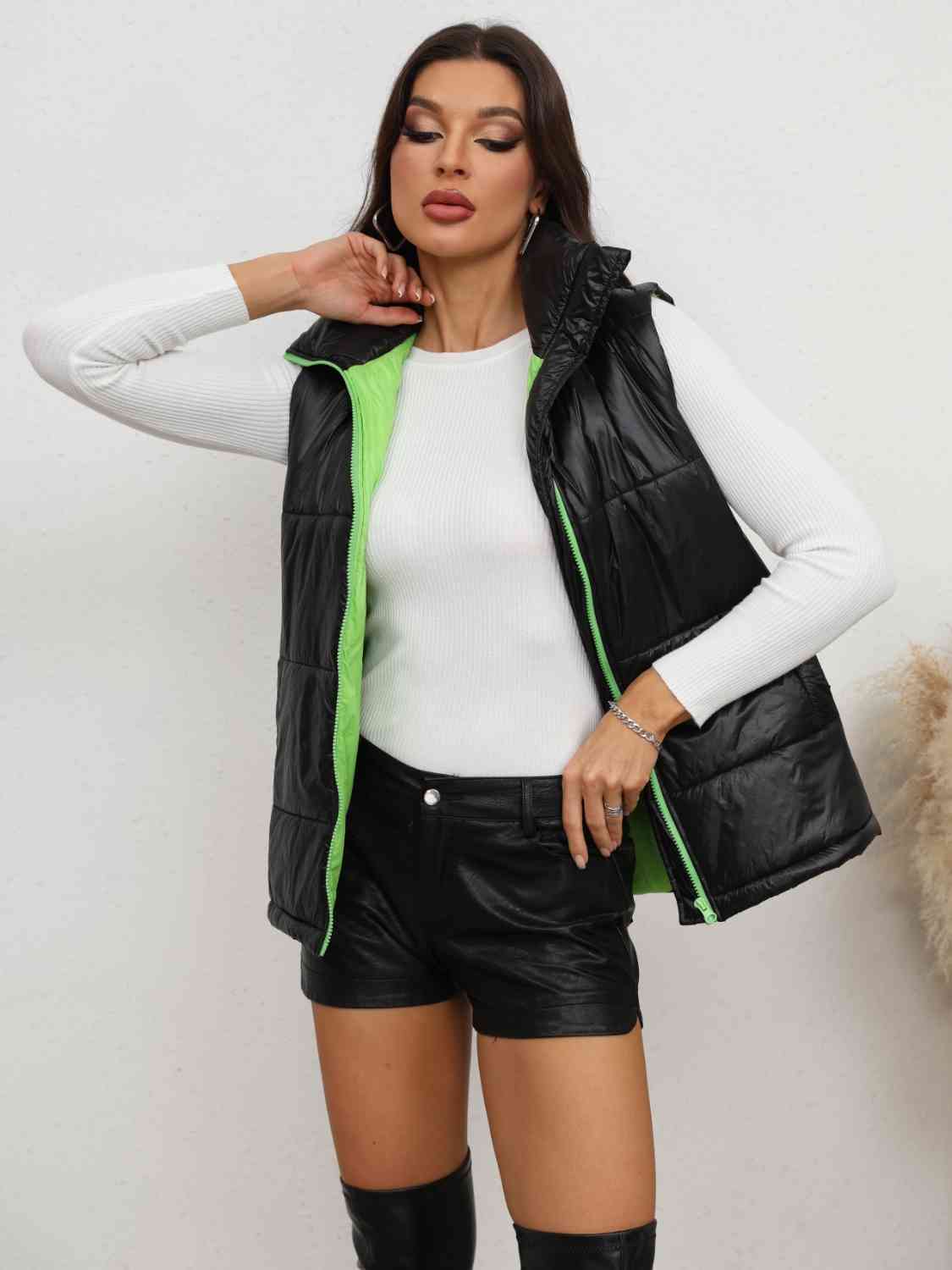 Zip-Up Collared Vest