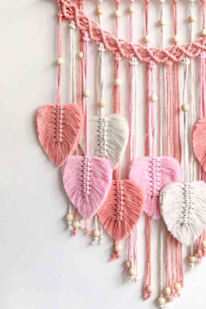 Colgante de pared con flecos de hojas de macramé