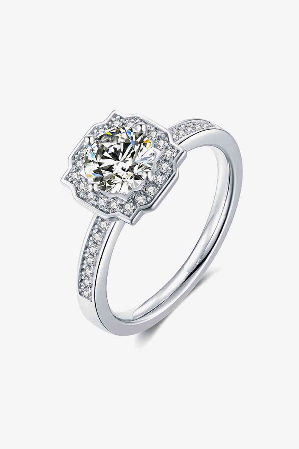 Bague plaquée platine moissanite 1 carat