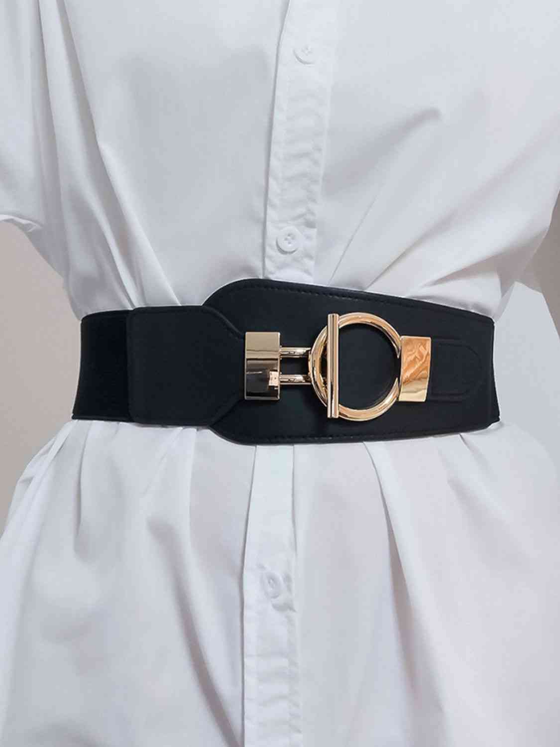 Cinturón ancho elástico de PU con hebilla de aleación