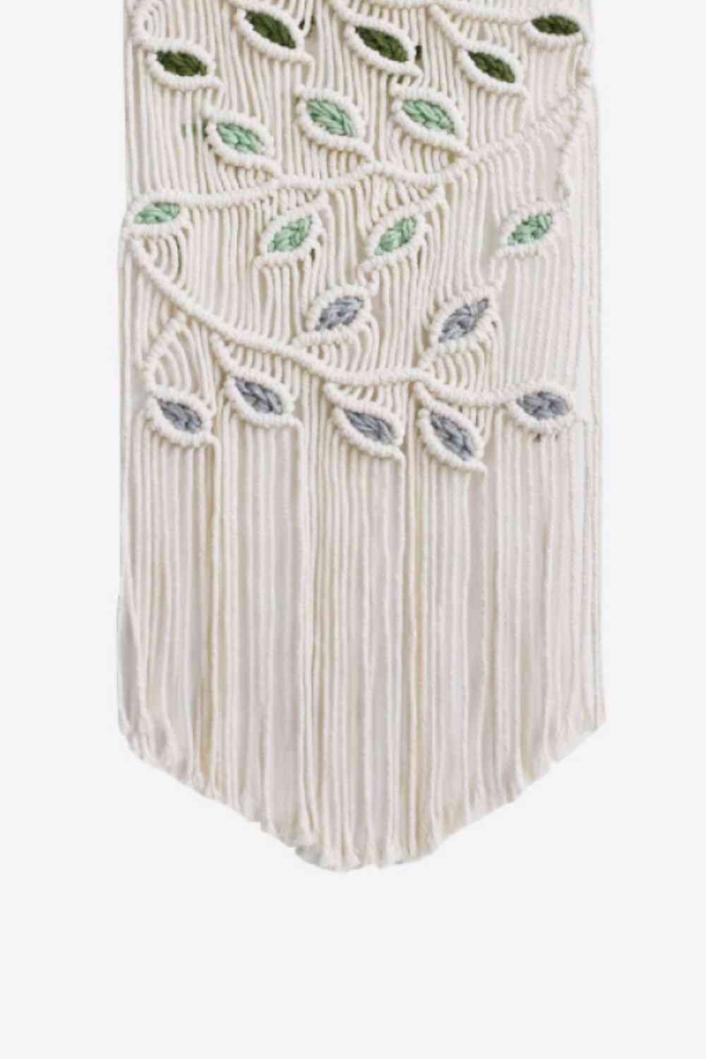 Contrast Leaf Fringe Macrame Wall Hanging