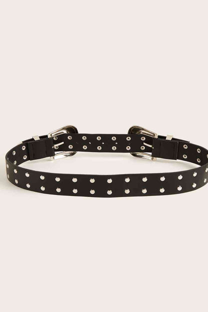 Ceinture en cuir PU cloutée à double rangée