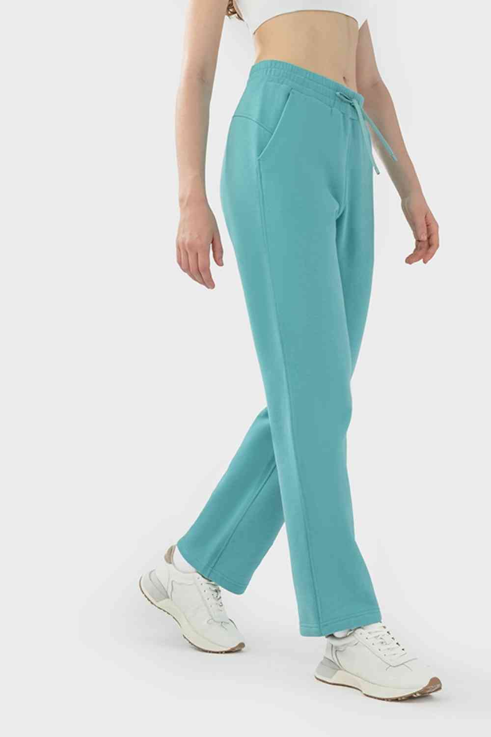 Drawstring Waist Sports Pants with Pockets