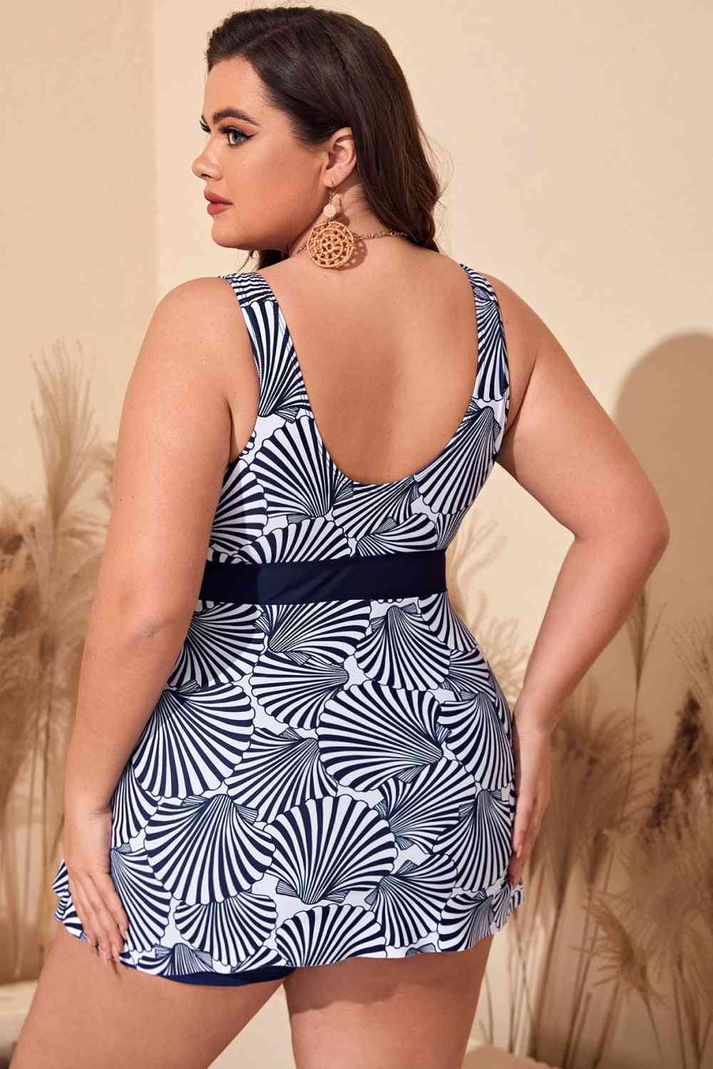 Ensemble de Bain Haut sans Manches et Short Imprimé de Grande Taille