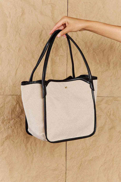 Fame Beach Chic - Sac fourre-tout avec bordure en similicuir - Noir