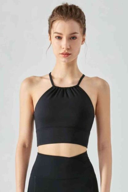 Camisole de sport courte à détails froncés entrecroisés