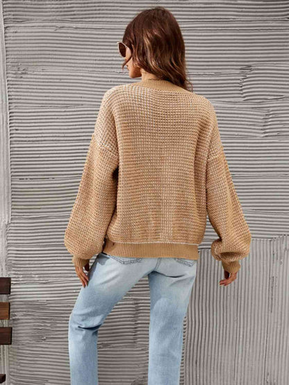 V-Neck Dropped Shoulder Cardigan