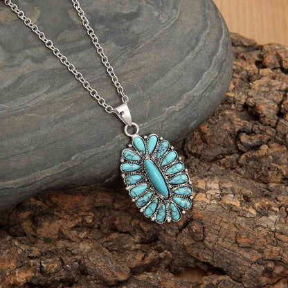 Collier en alliage avec pendentif turquoise artificiel