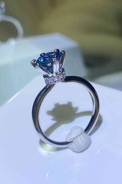 Bague solitaire moissanite à 6 griffes 1 carat