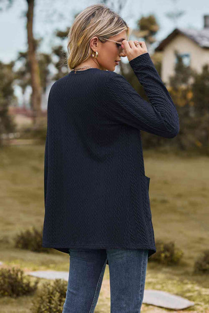 Cardigan à manches longues en tricot torsadé avec poche