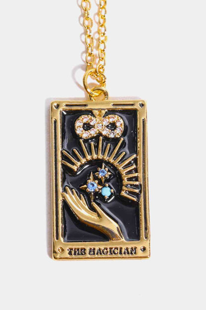 Collier en acier inoxydable avec pendentif carte de tarot