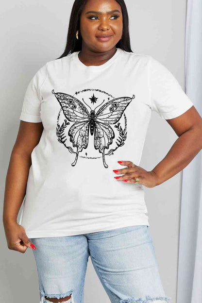 Simply Love Simply Love T-shirt en coton avec motif papillon pleine taille