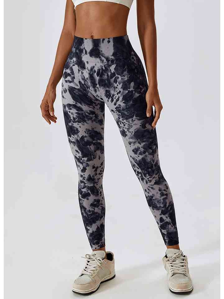 Leggings actifs à large ceinture tie-dye