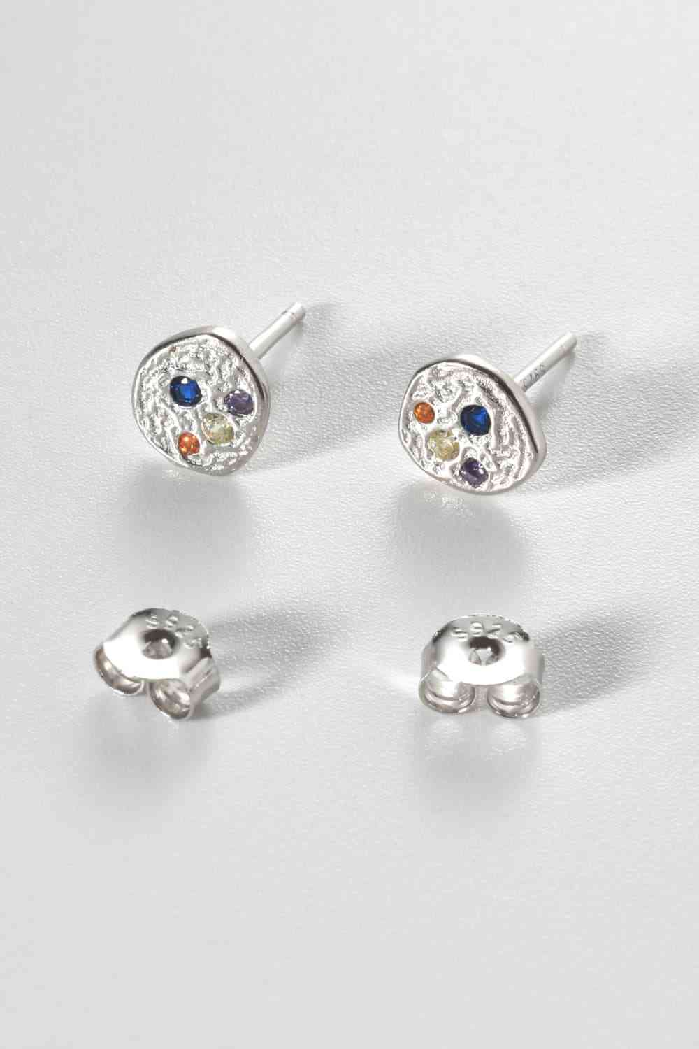 Boucles d'oreilles à tige en zircon multicolore